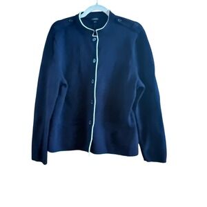 Talbots Navy Blue Military Inspired Woman's Size Extra Large Cotton Blend Jacket